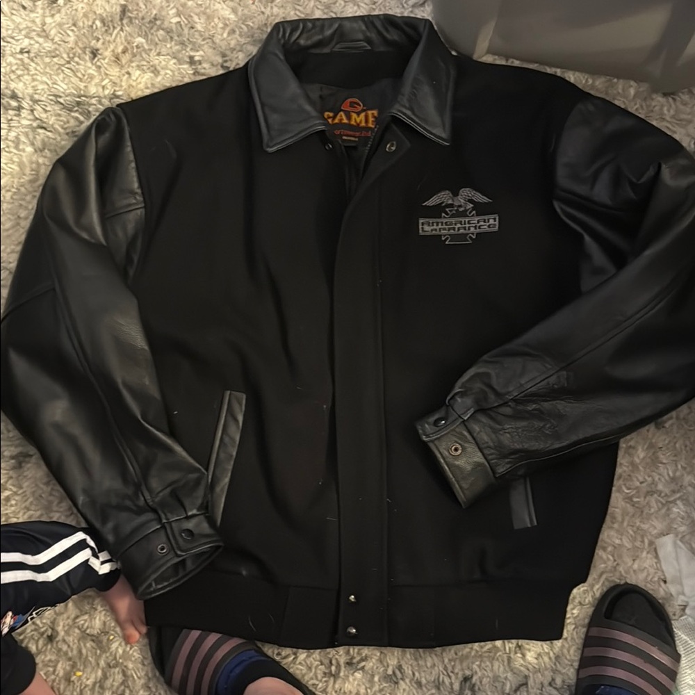Black Bomber Jacket with Textured Body and Ribbed Cuffs